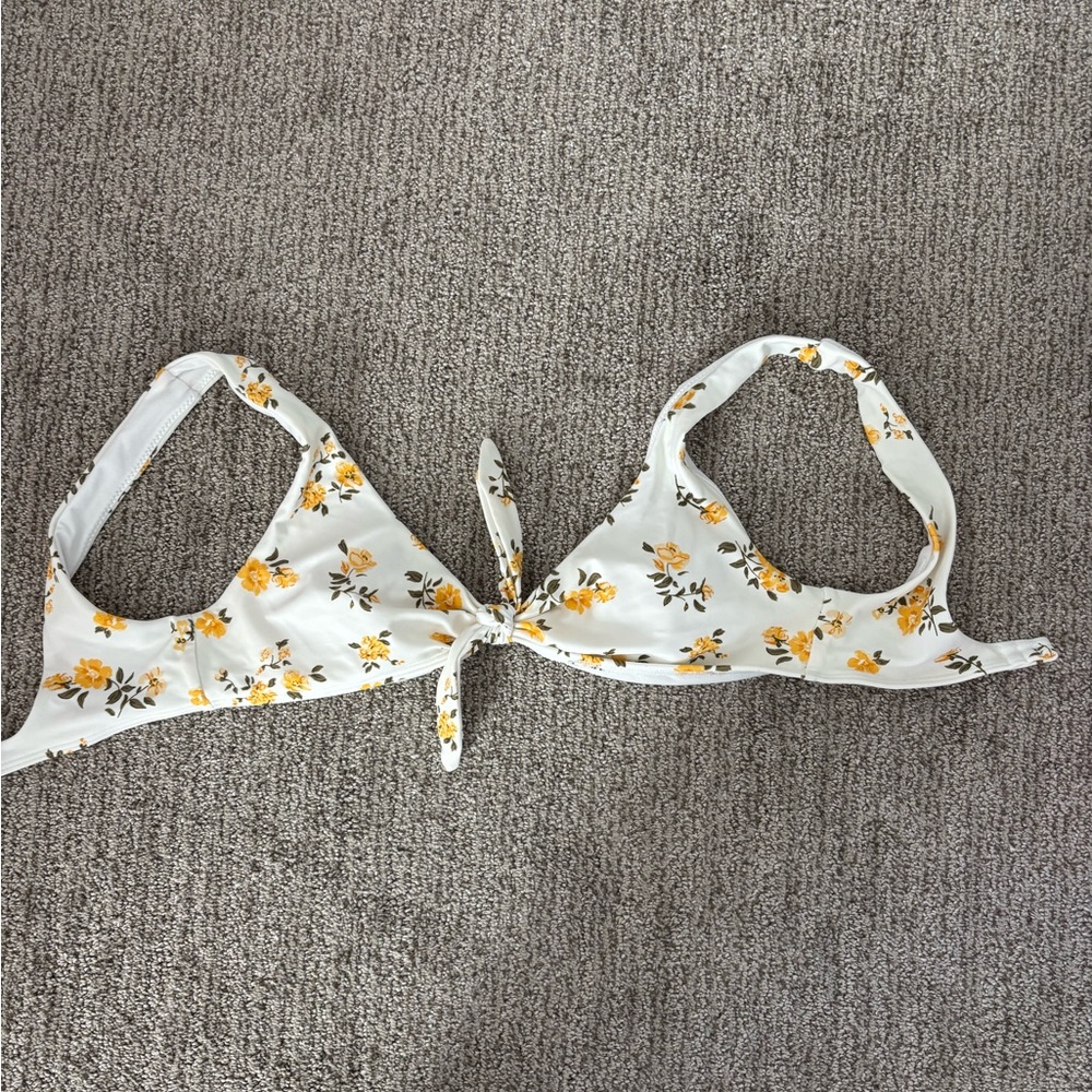 Hollister White Bikini Top with Yellow Floral Accents